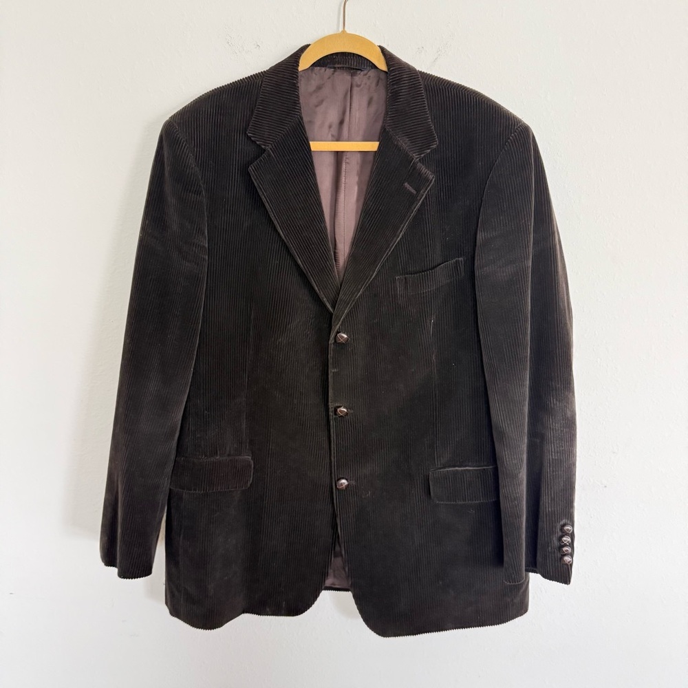 Men’s Brooks Brothers Dark Brown Corduroy Blazer Sports Coat Jacket Size 44